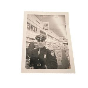 Vintage‎ Black & White Photo Of Policeman In Uniform Cop Dress Blues